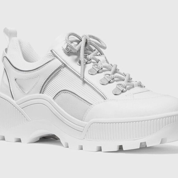 Michael Kors Women's Brooke White Leather & Scuba Trek Lace-Up Sneakers size 10 - Picture 12 of 12